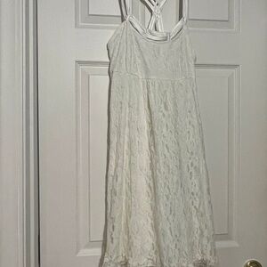Roper Cream Lace Mini Dress w/ Braided Straps – Size M
